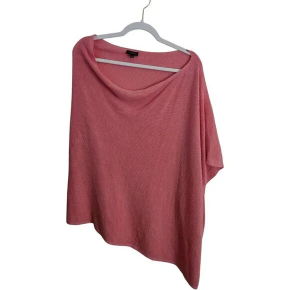 Talbots Coral Asymmetric Linen Blend Lightweight Poncho Cape Size M/L - Picture 1 of 4